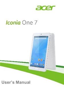 Acer Iconia One 7 B1-770 manual. Tablet Instructions.